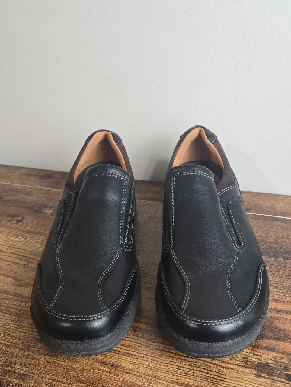 ECCO Men’s Black Leather Slip-On Comfort Shoes Sz 7.5 Euro Boho Walkers Support
